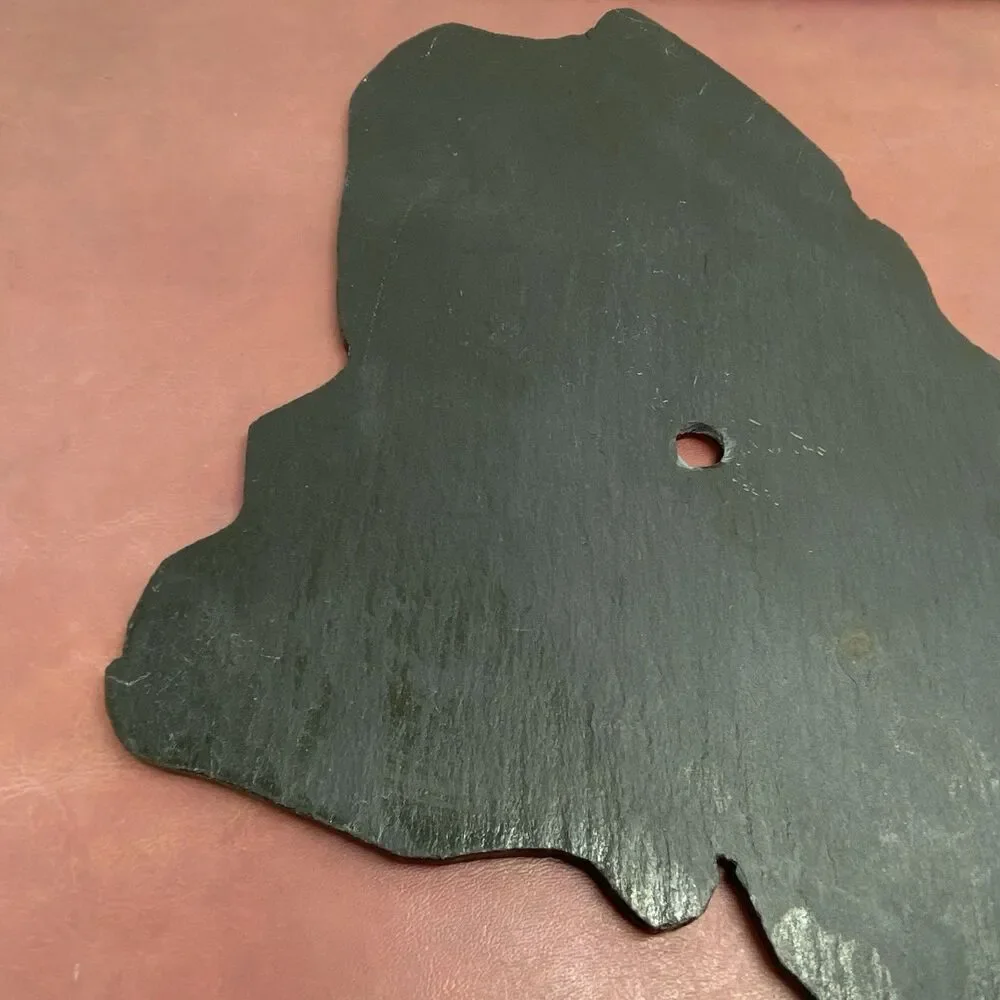 Basic Custom Made Maine Clock Shaped Black Slate Only No Movements Repurpose